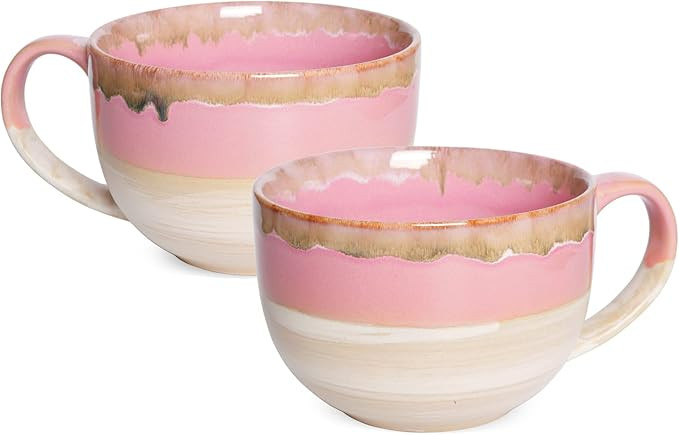 Bosmarlin Ceramic Jumbo Coffee Mug Set of 2, 23 Oz, Large Mug Soup Bowls with Handles, Dishwasher... | Amazon (US)