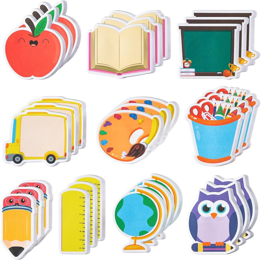 Xqumoi 600Pcs Back to School Sticky Notes Pencil Ruler Book Blackboard Palette Owl Shaped Self-Ad... | Amazon (US)