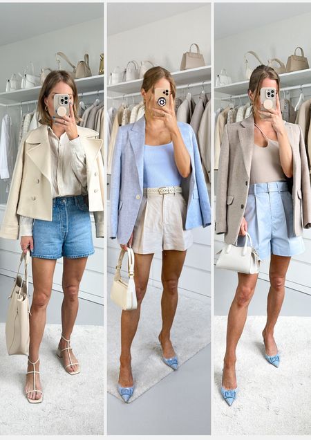 3 x shorts outfit ideas. Summer is loading so thought I’d post my top 3 best selling looks wearing shorts. I’m wearing size 32 in all shorts you see here. Read the size guide/size reviews to pick the right size.

Leave a 🖤 to favorite this post and come back later to shop

#shorts #bermuda shorts #denim shorts #belted shorts #knit top #linen shirt #short trenchcoat #linen blazer #blue blazer #light blue #bodysuit #wool blazer #summer outfit 

#LTKstyletip #LTKworkwear #LTKSeasonal