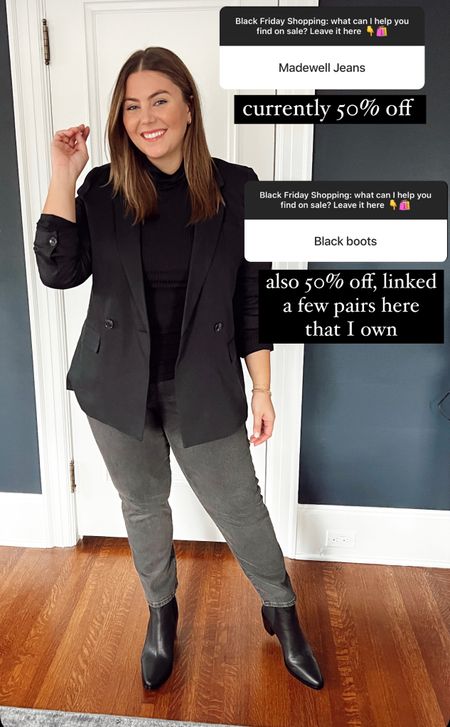 Madewell 50% off with code tgif and nine west boots over 60% off with code NWBF22 - wearing 32 regular / XL and size 11 in all 

#LTKsalealert #LTKCyberweek #LTKcurves
