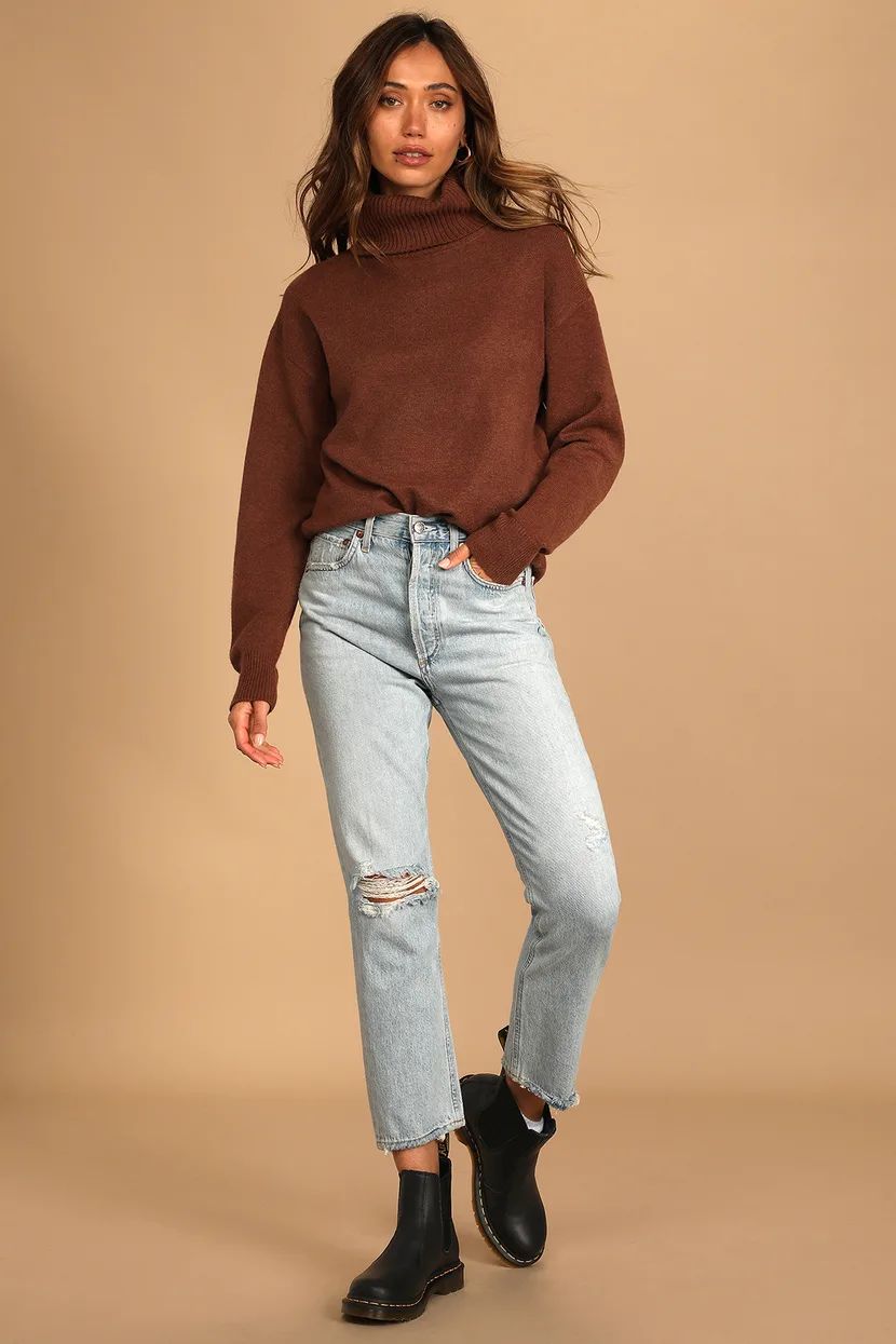 Amazing Memories Brown Cowl Neck Sweater | Lulus (US)