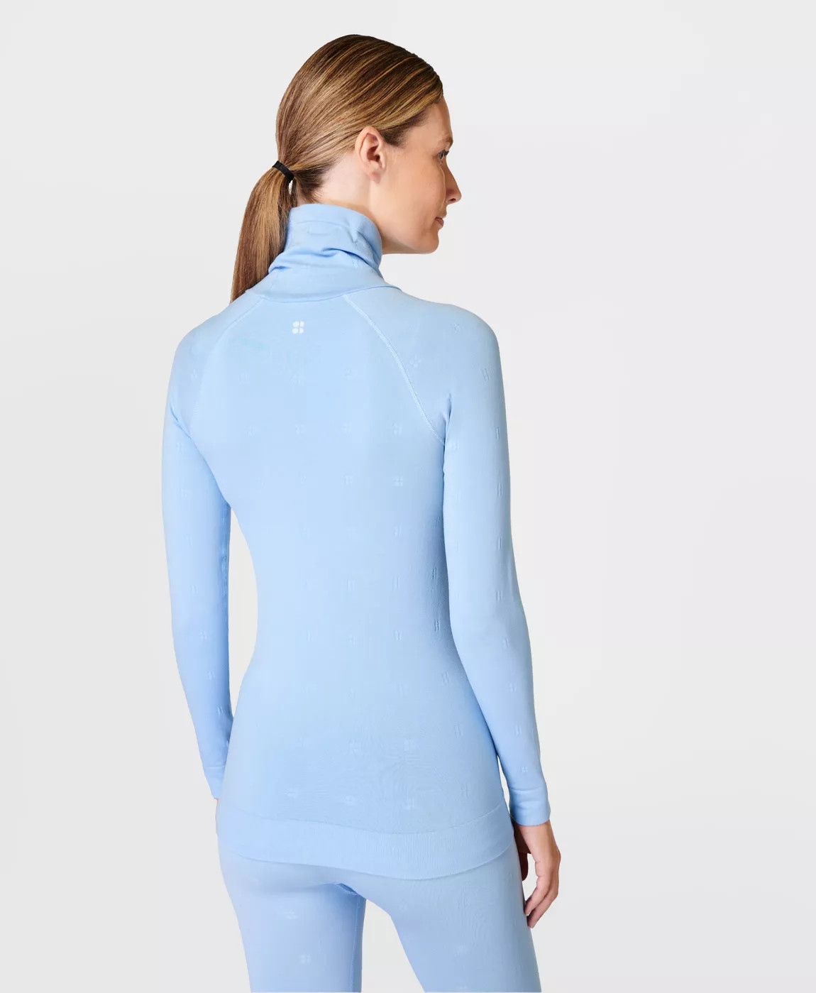 Modal Logo Funnel Neck Base Layer Top  - Filter Blue | Sweaty Betty UK