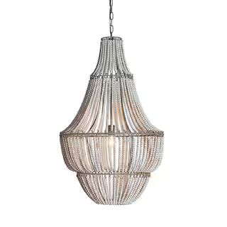 3R Studios Bungalow Lane 1-Light White Washed Beaded Chandelier DA5094 | The Home Depot