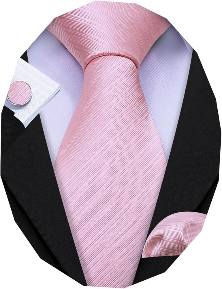Barry.Wang Stripe Men Ties Set Classic WOVEN Necktie with Handkerchief Cufflinks Formal | Amazon (US)