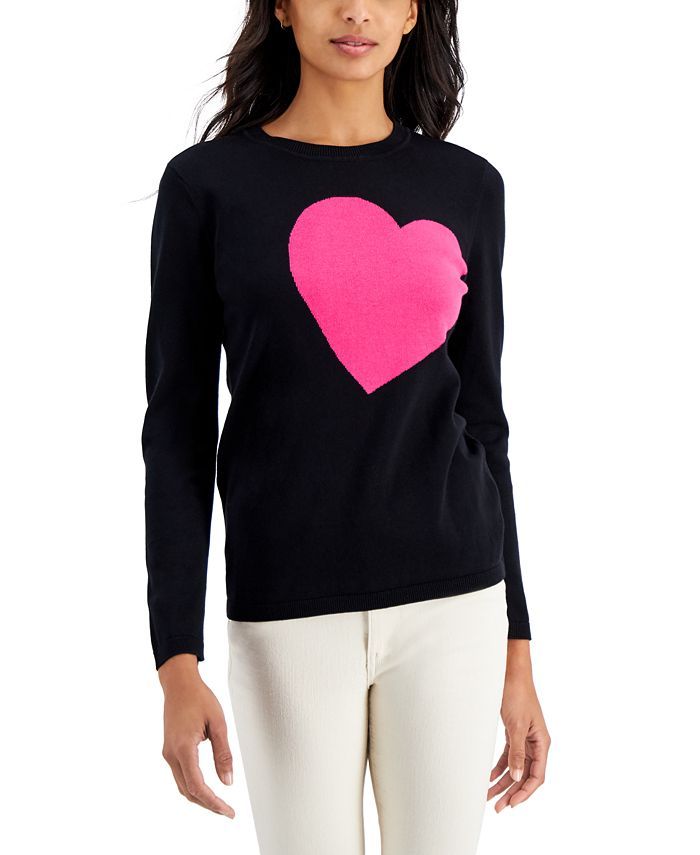 Tommy Hilfiger Cotton Heart-Graphic Sweater & Reviews - Sweaters - Women - Macy's | Macys (US)