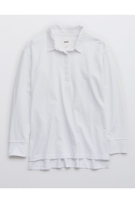Aerie Long Sleeve Oversized Polo | American Eagle Outfitters (US & CA)