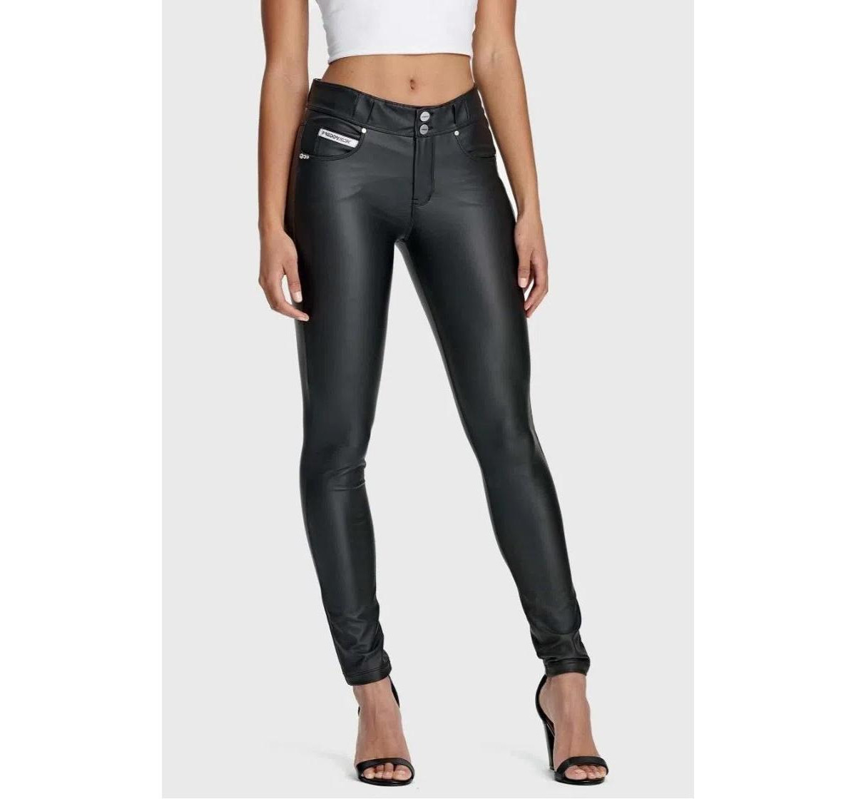 Freddy Women's Faux Leather Shaping Skinny Pants - Black | Macy's