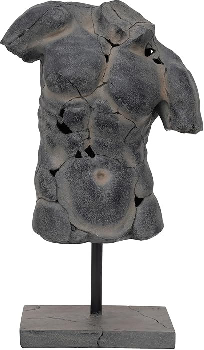 Modern Cracked Male Torso Sculpture – Polyresin Statue with Textured Black Finish – Artistic ... | Amazon (US)