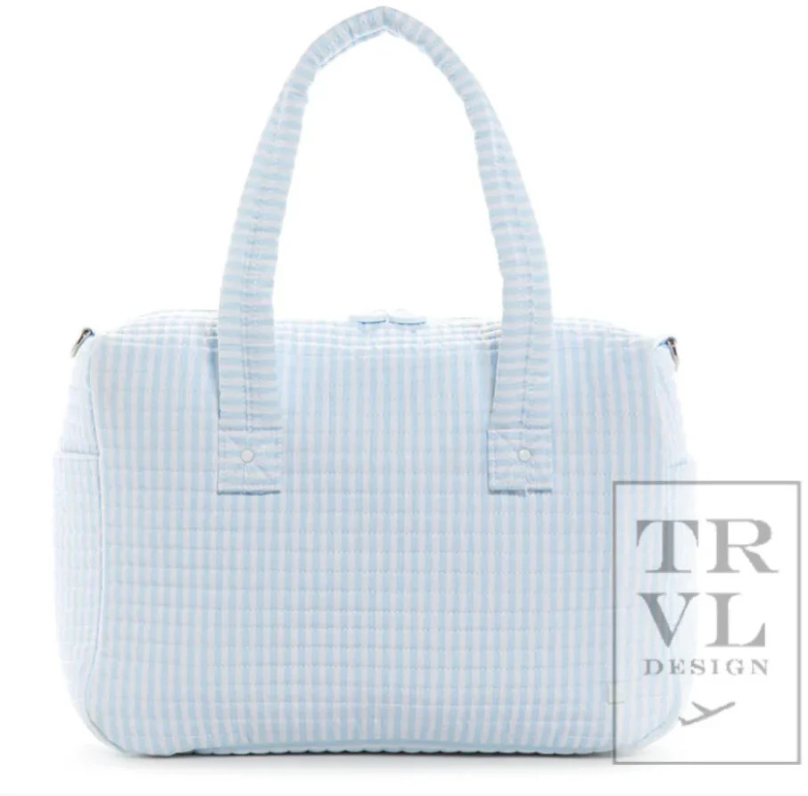 Pimlico Stripe Blue Quilted Stroller Bag | Morrow and Main