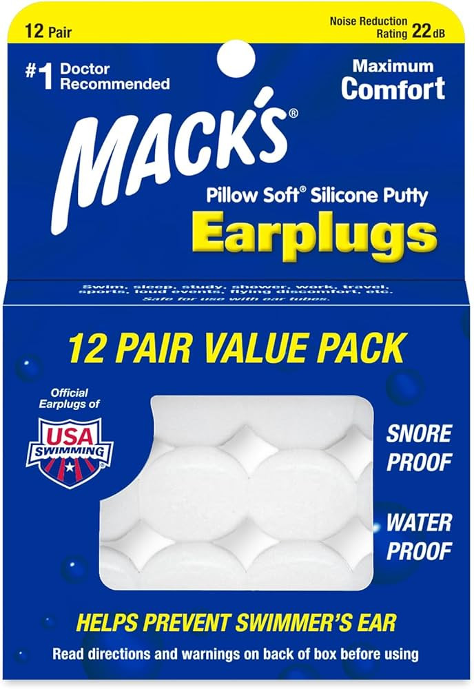 Mack's Pillow Soft Silicone Earplugs, 12 Pair – The Original Moldable Silicone Putty Ear Plugs ... | Amazon (US)