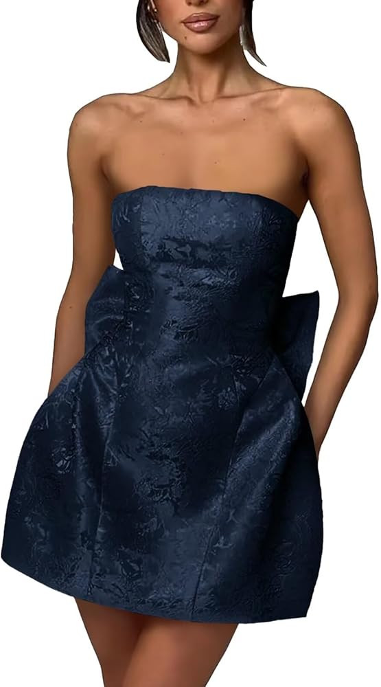 Xijun Short Satin Strapless Homecoming Dresses for Teens Embroidery Mini Prom Dress Cocktail Part... | Amazon (US)