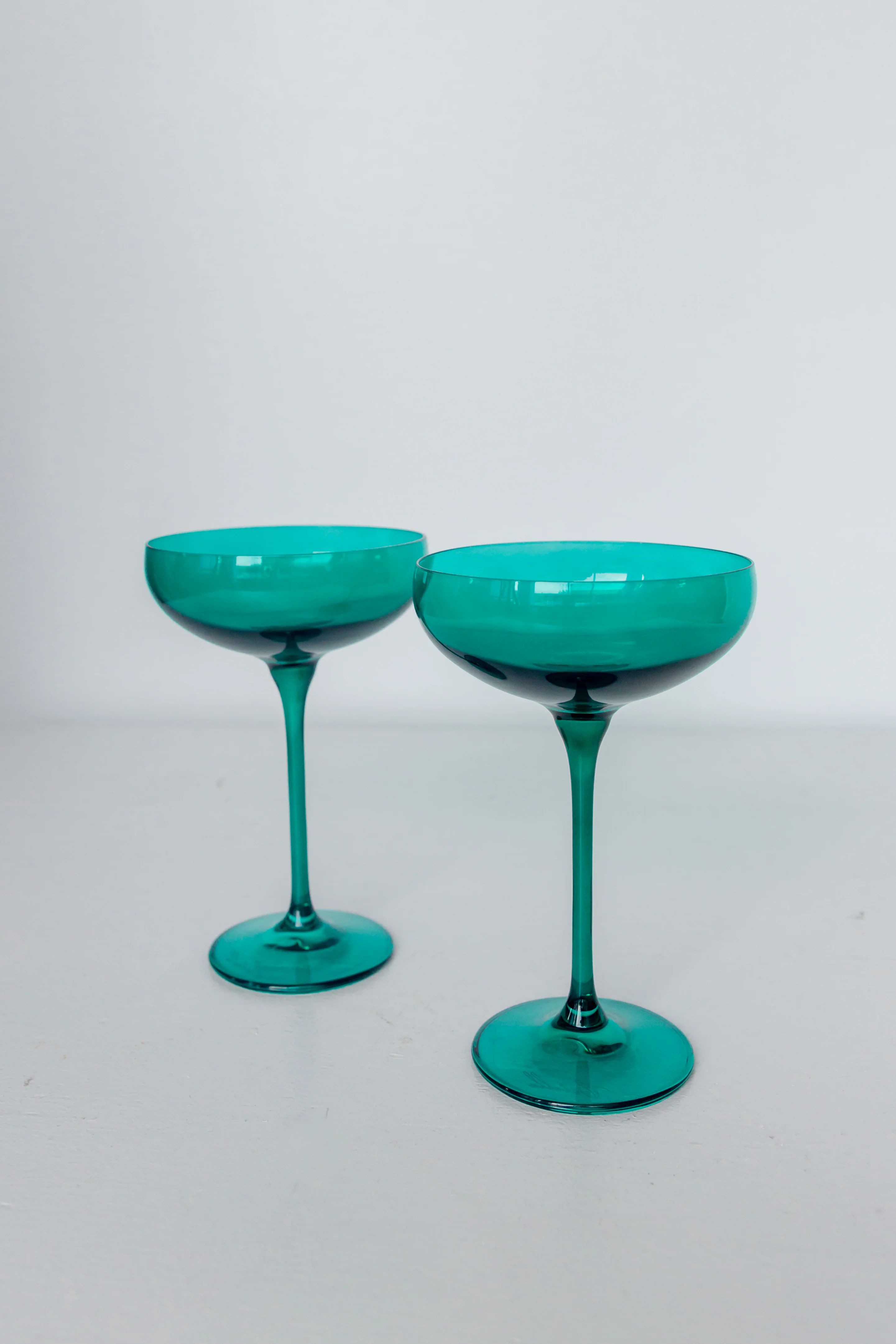 Estelle Colored Champagne Coupe Stemware - Set of 2 {Emerald Green} | Estelle Colored Glass