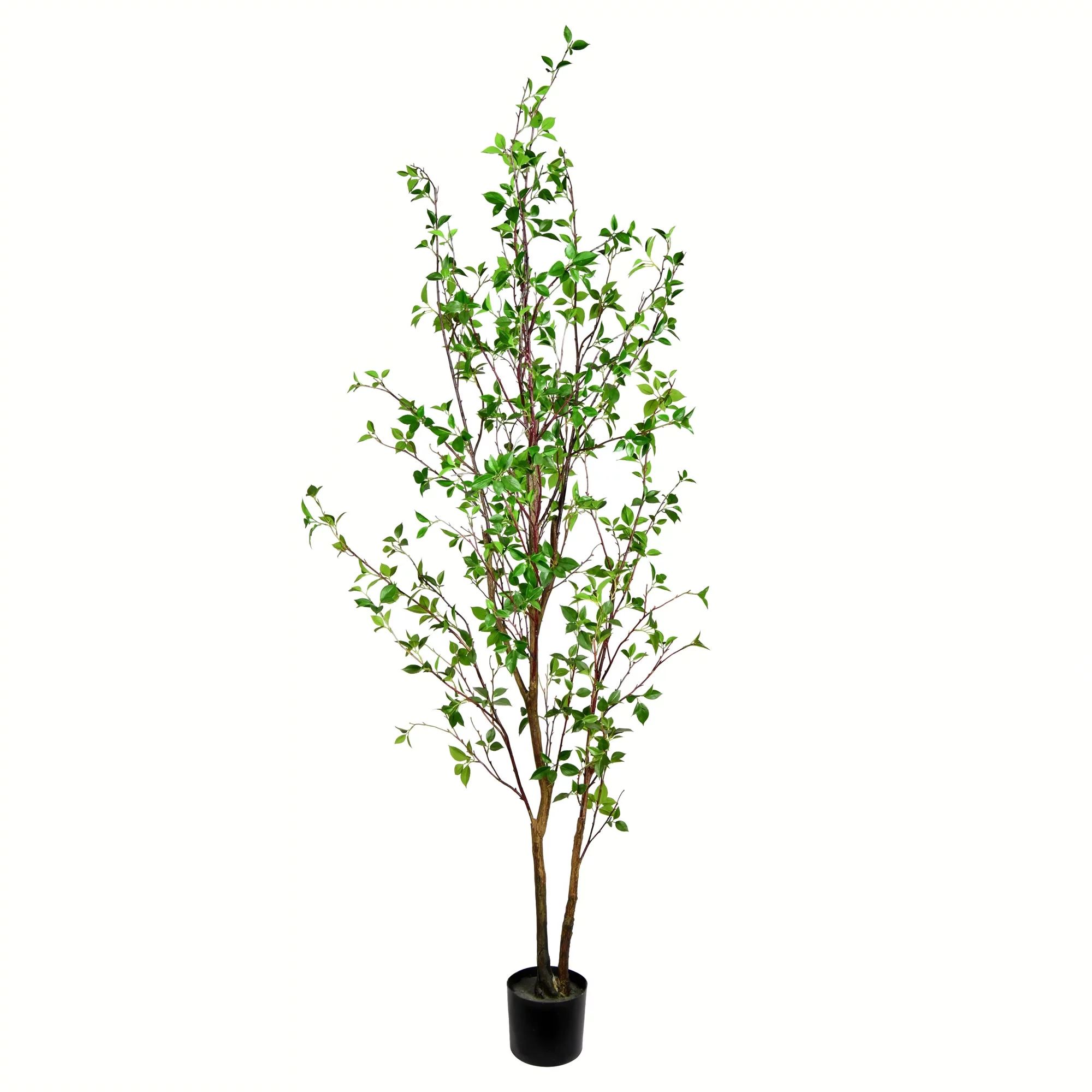 Vickerman 84" Artificial Potted Baby Leaf Tree in Black Planters Pot. - Walmart.com | Walmart (US)