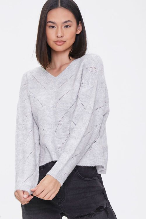 Pointelle Knit V-Neck Sweater | Forever 21 (US)