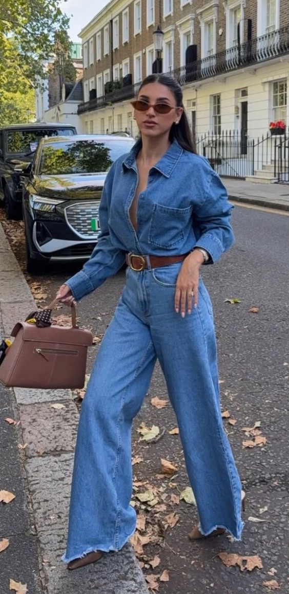 This belted denim one-piece gives such an effortless elevated street style look while still feeling timeless and wearable. I love how the structured silhouette, oversized fit, and brown leather accessories make the outfit feel polished, chic, and slightly vintage-inspired.

Perfect for casual city days, travel outfits, brunch, coffee runs, or anytime you want an easy outfit that still makes a statement. Denim always works — especially when styled like this 🤍☕

#LTKStyle #DenimStyle #DenimJumpsuit #StreetStyle #CasualChic 

 #LTKootd