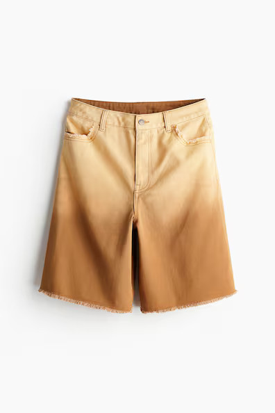 H & M - Frayed-edge Bermuda Shorts - Beige | H&M (US + CA)