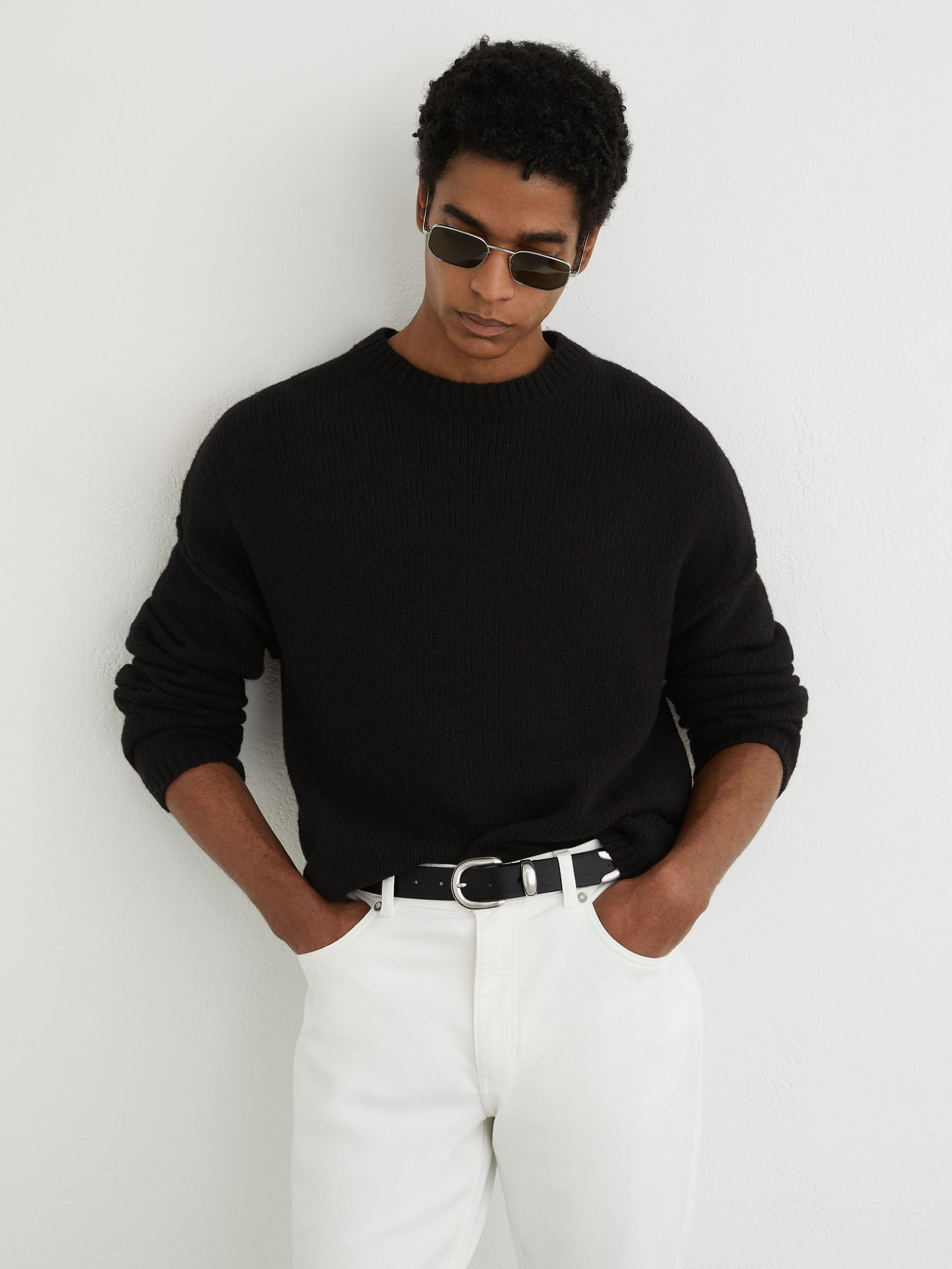 Reiss Leather Western Belt in Black | REISS | Reiss US