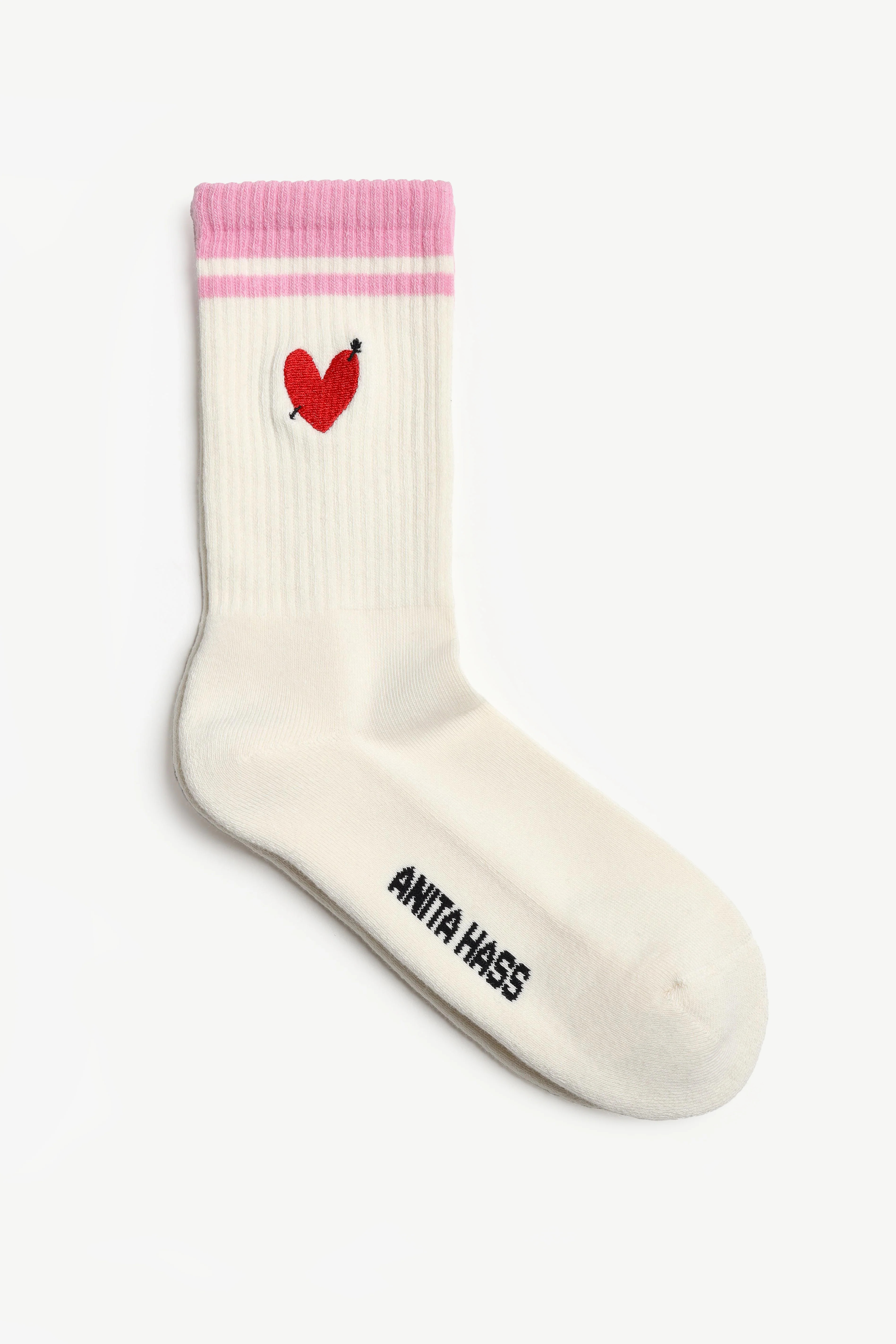 Sportsocken Heart in Off White/Pink | ANITA HASS