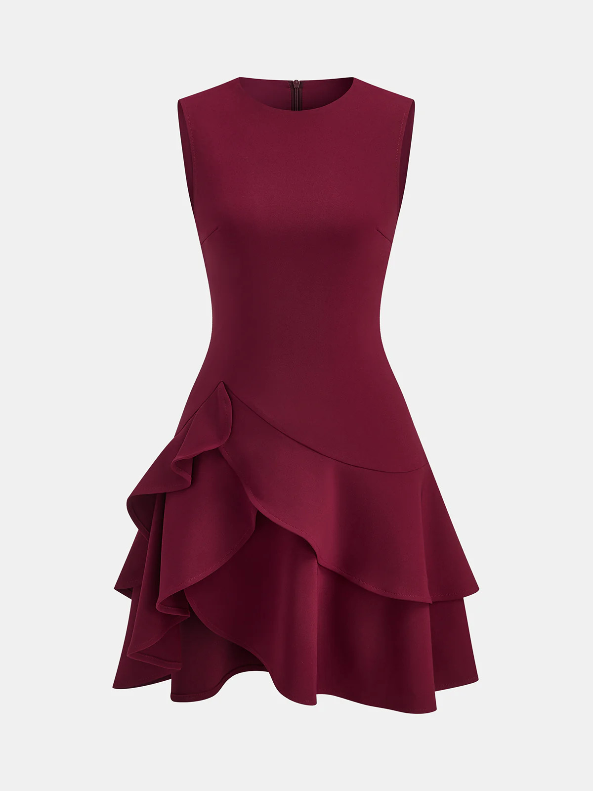 Asymmetric Ruffle Hem Sleeveless Mini Dress | Commense