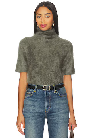 Soft Goat Brushed Short Sleeve Turtleneck Pullover in Olive from Revolve.com | Revolve Clothing (Global)
