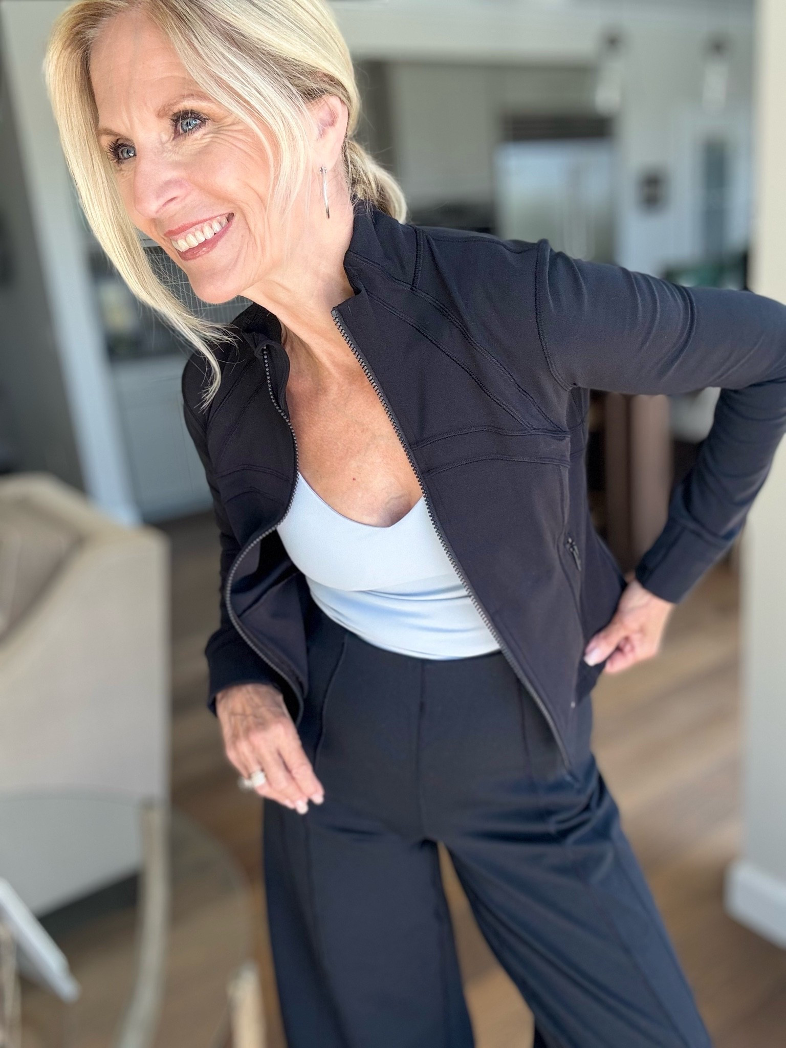I love a good travel set. That’s comfortable enough for me to even sleep in it.

Sometimes the jackets are way too bulky.

Until, I discovered this cropped jacket that goes with these wide leg pants. It has the same zip pockets and thumb holes as the regular length only less material and more comfortable for a plane flight.

I end up taking this set to wear on the plane and inevitably wear at least once or twice on my trip, that’s how much I love it and this jacket.

Follow me for more 50+ style inspiration.

#LTKootd #LTKOver40 #LTKTravel
