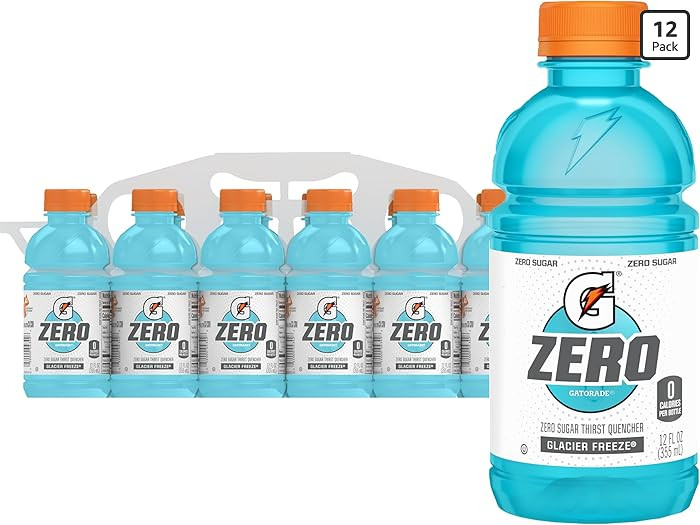 Gatorade Thirst Quencher Zero Sugar Sports Drink, Glacier Freeze, 12oz Bottles, 12 Pack, Electrol... | Amazon (US)