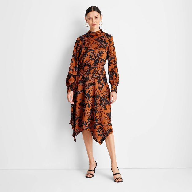 Women's Long Sleeve Mock Neck Asymmetrical A-Line Dress - Future Collective™ with Kahlana Barfi... | Target