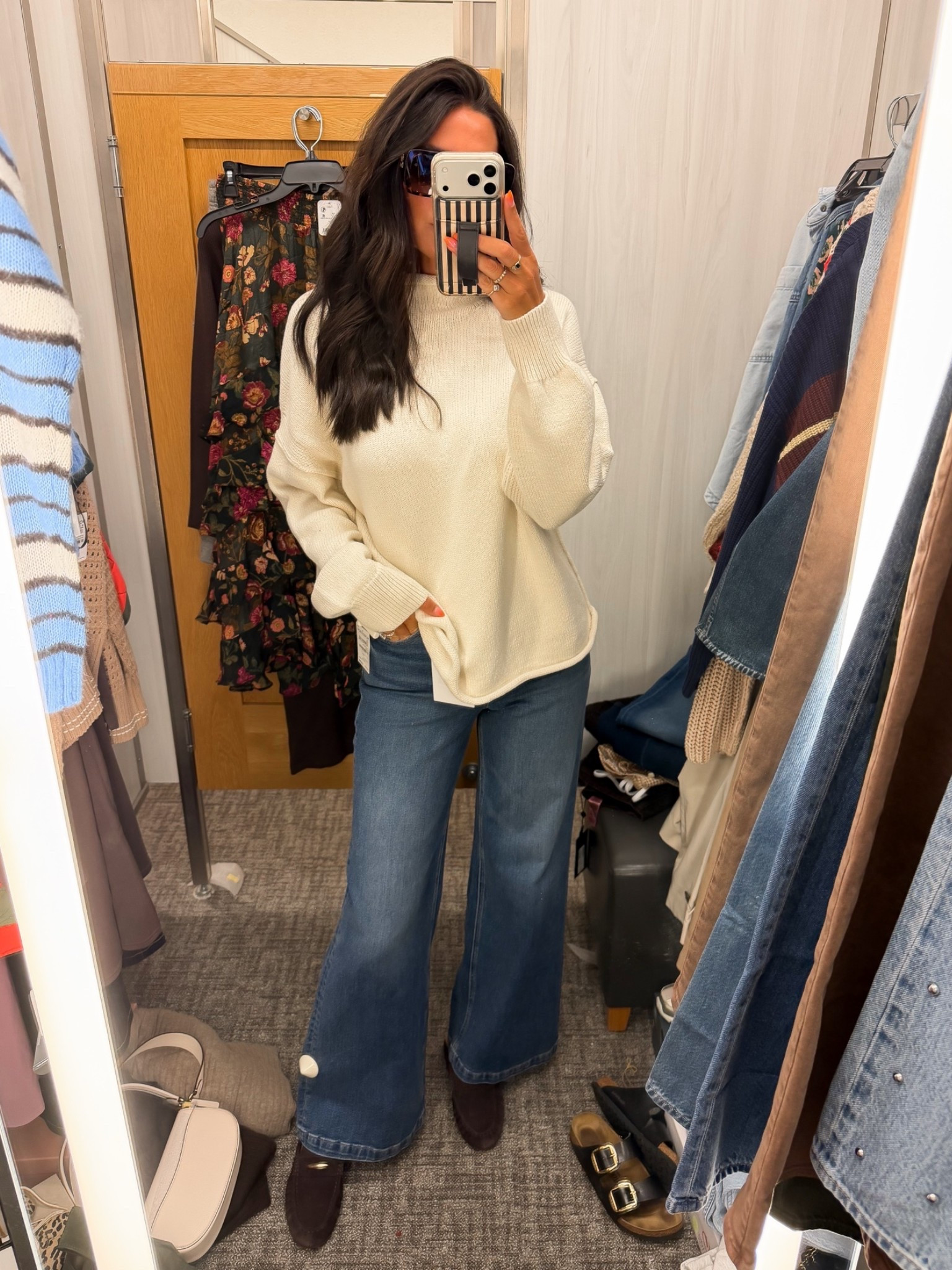 This sweater was a fave! I’m in a small 

FAVEEE jeans of the sale. Jeans true to size. Suede flats true to size