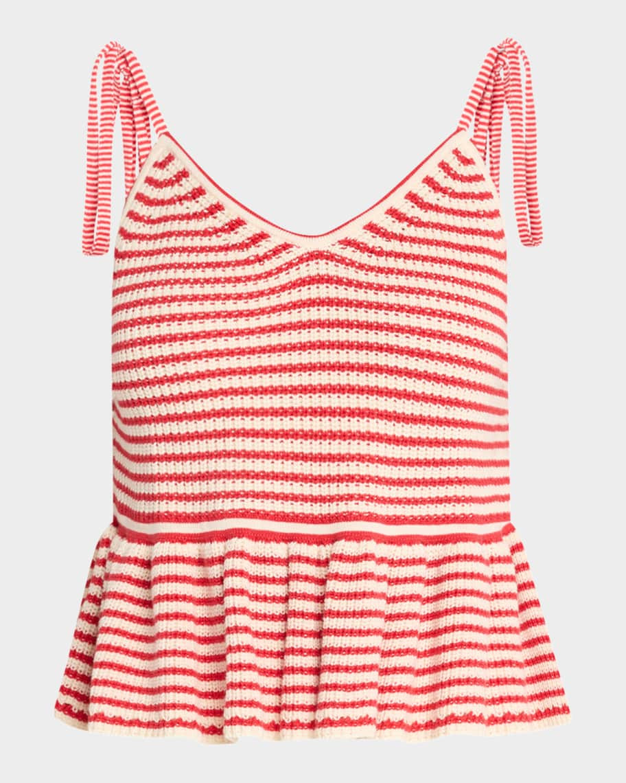 ELEVEN SIX Mali Striped Knit Peplum Cami | Neiman Marcus
