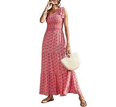 PRETTYGARDEN Women's Floral Summer Dress 2023 Knot One Shoulder Sleeveless Ruffle Hem Flowy Boho ... | Amazon (US)