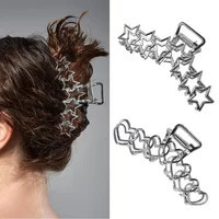Trendy Y2K Sar Heart Nonslip Gold Silver Black Metal Hair Claw Clips for Women Korean Large Medium Novelties Crab Clamp Headwear | AliExpress (US)