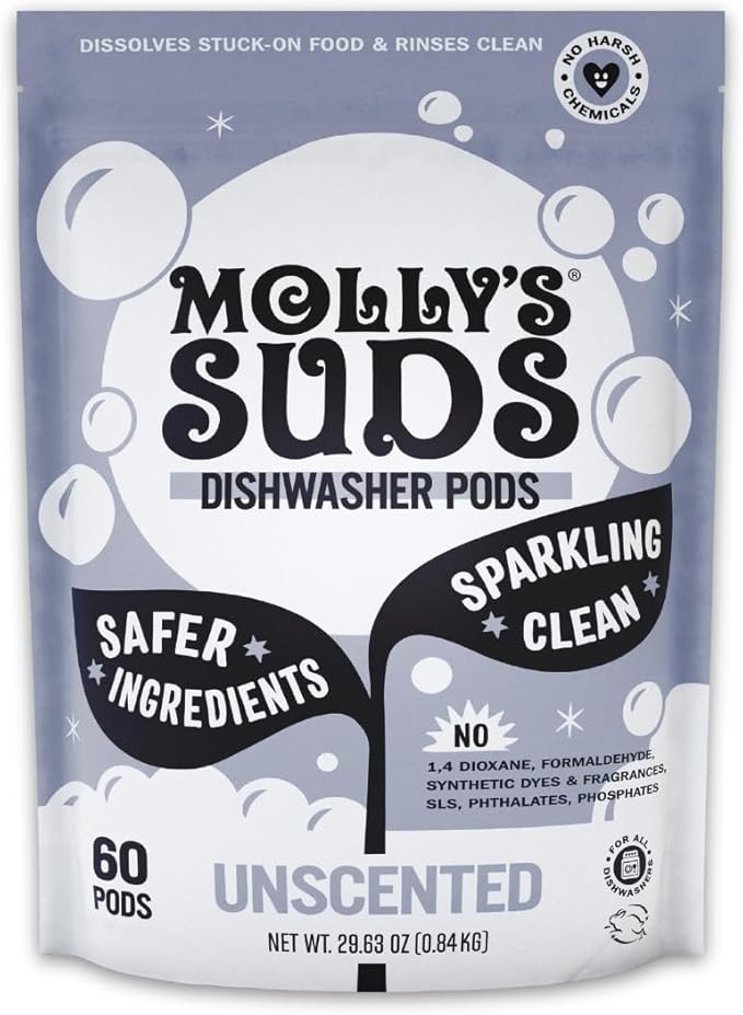 Amazon.com: Molly's Suds Dishwasher Pods | Clean Dishwasher Detergent, Cuts Grease & Rinses Clean... | Amazon (US)