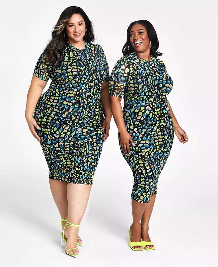 Trendy Plus Size Mesh Midi Dress, Created for Macy's | Macy's