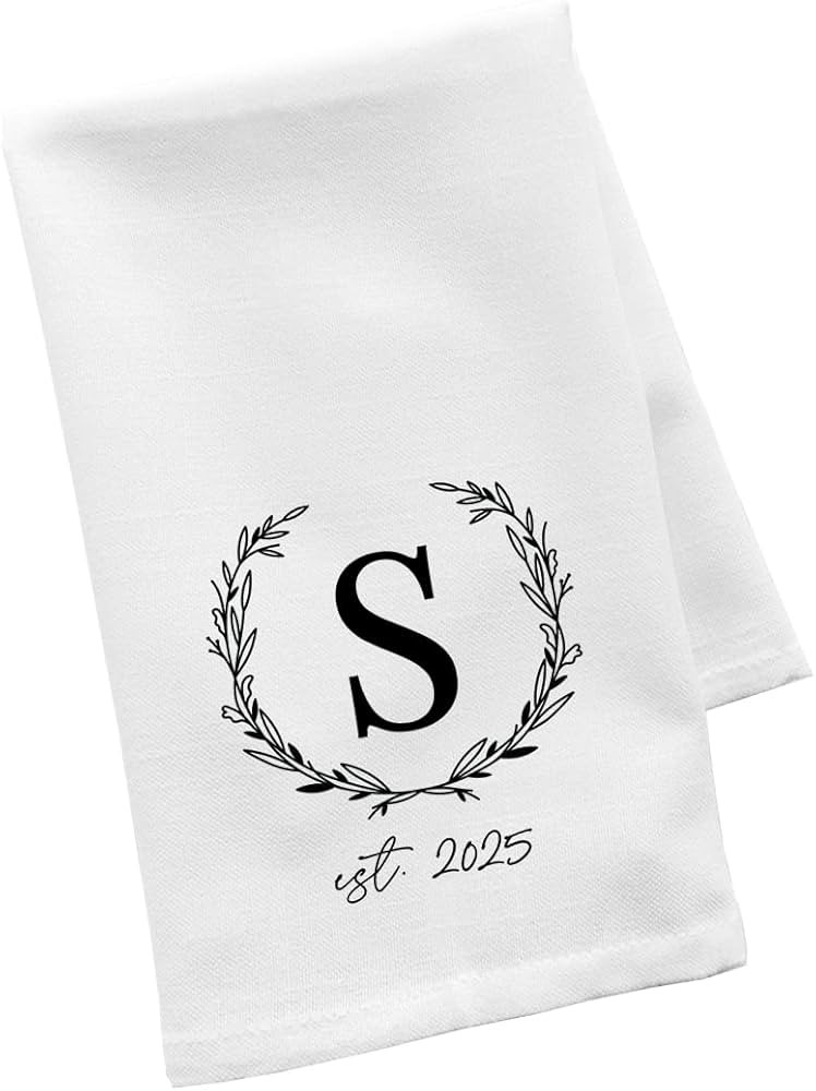 Andaz Press Personalized Kitchen Towel, Flour Sack Tea Towel, Monogram Wreath EST. Year Custom Ki... | Amazon (US)