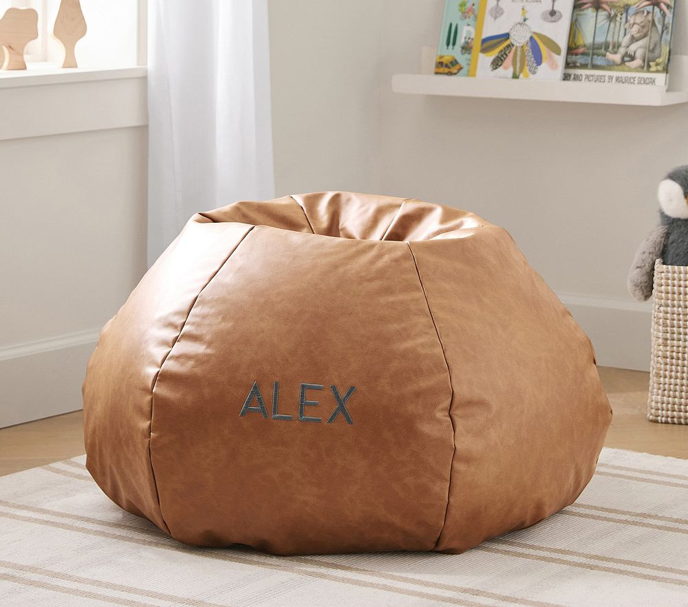 Anywhere Beanbag\u2122, Caramel Leather | Pottery Barn Kids