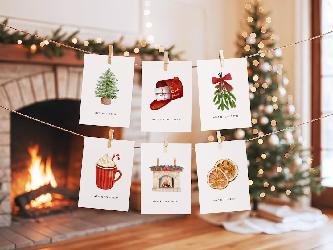 40 Editable Christmas Advent Activity Cards, Christmas Bucket List Cards, Printable Kids Advent A... | Etsy (US)