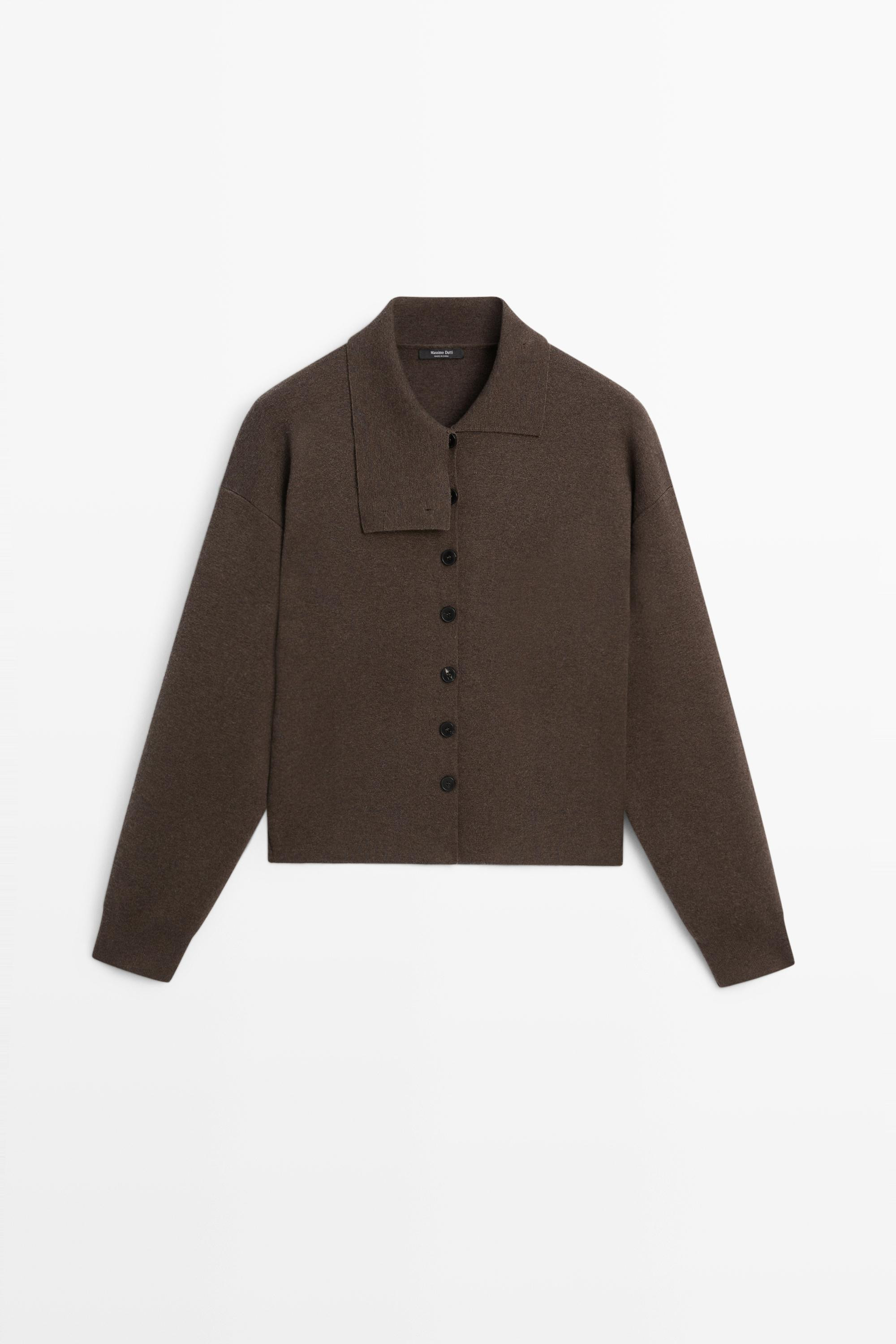 Knit cardigan with collar detail | Massimo Dutti UK