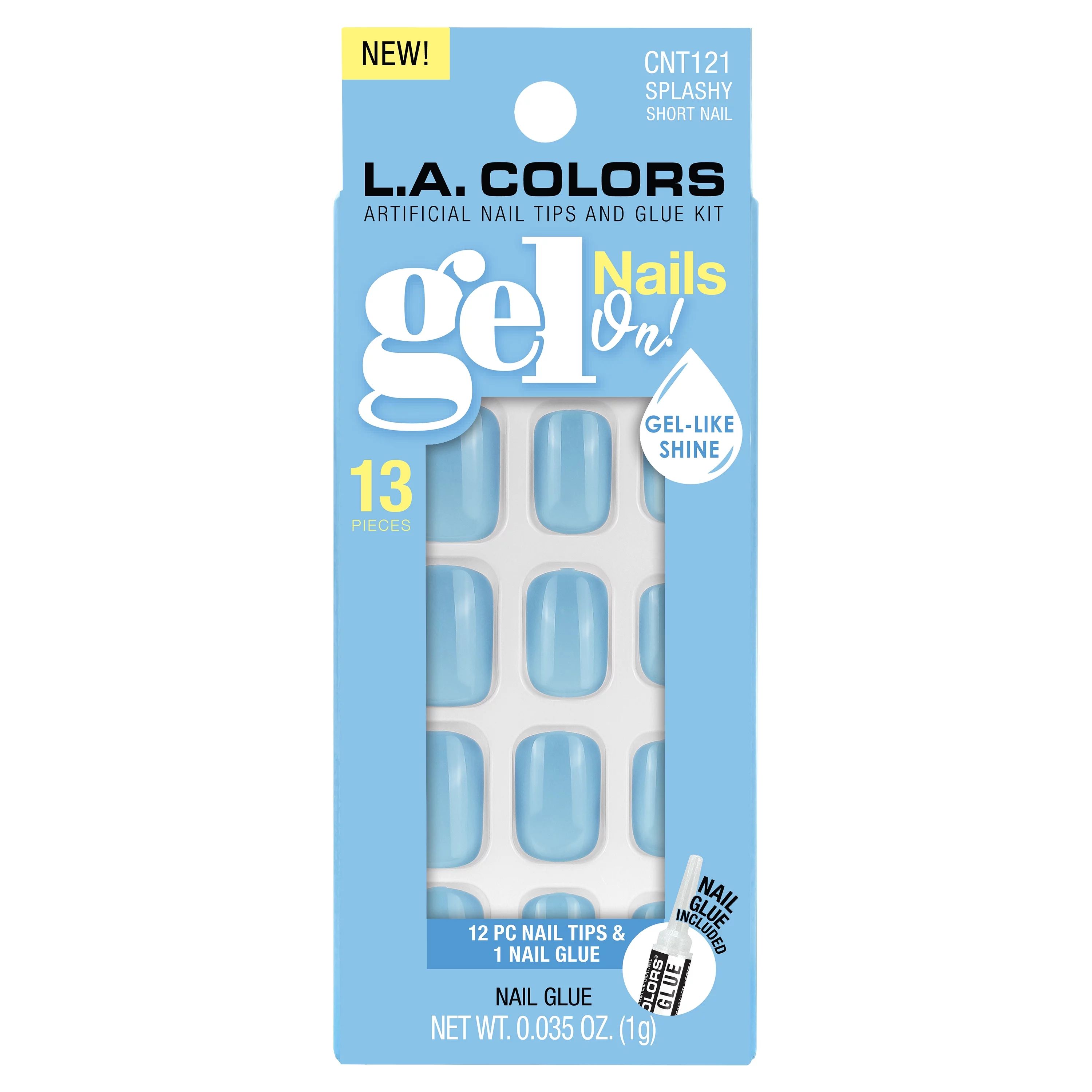 L.A. COLORS Gel Nails On Nail Tips, Splashy, 0.035 fl oz | Walmart (US)