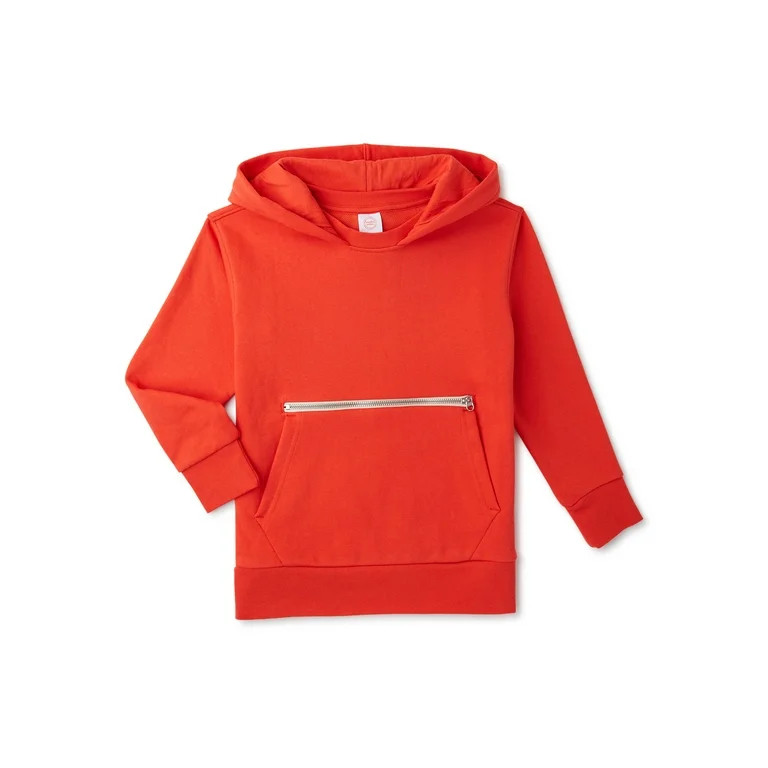 Wonder Nation Boys Long Sleeve Pullover Hoodie with Zip Pocket, Sizes 4-18 & Husky | Walmart (US)