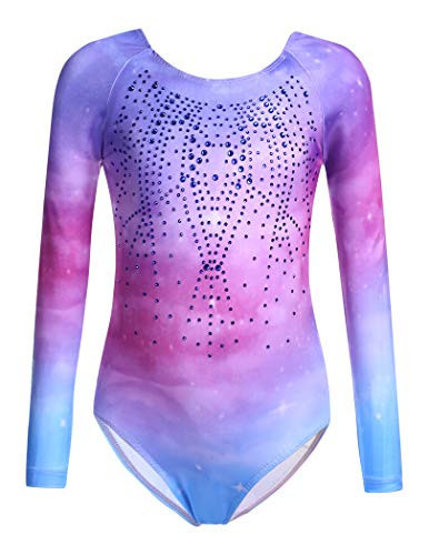 Zaclotre Kid Girls Gymnastic Leotard Long Sleeve Color Gradient Sparkly Ballet Dance One Piece Outfit 160(9-10Y) | Amazon (US)
