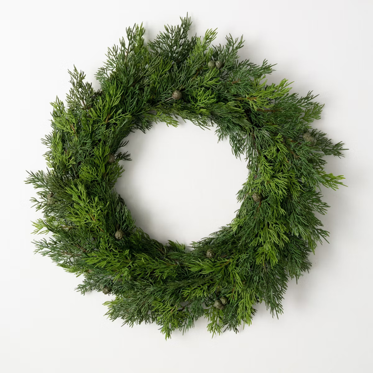 23"H Sullivans Lush Cypress & Berry Wreath, Green Winter Wreaths For Front Door | Target