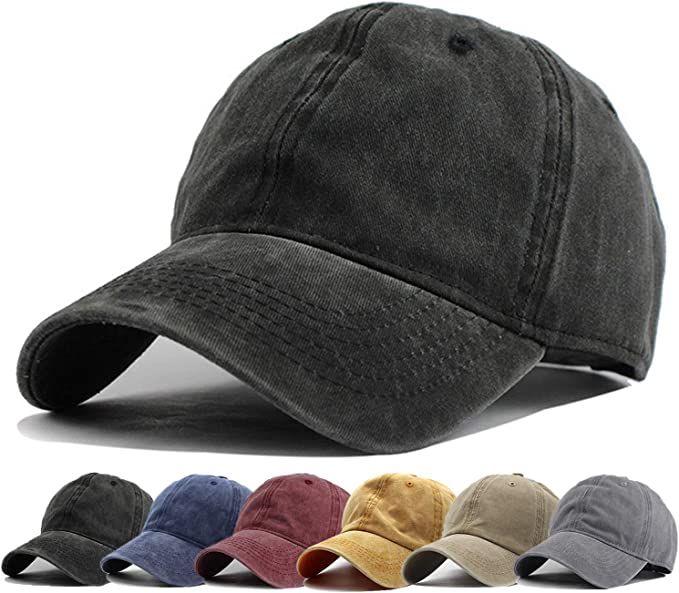 HH HOFNEN Men Women Washed Distressed Twill Cotton Baseball Cap Vintage Adjustable Dad Hat | Amazon (US)