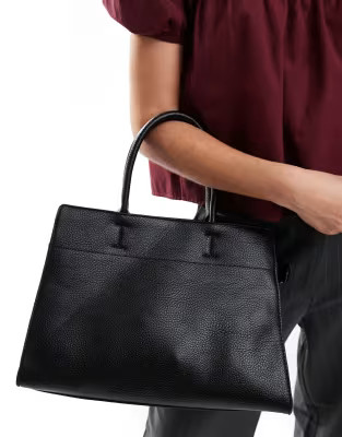 ASOS DESIGN double buckle side detail tote bag in black | ASOS (Global)