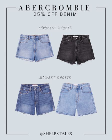 Abercrombie Denim Sale Short Favs! 25% off all denim plus an extra 15% off work code “AFSHELBY”. I wear a 29 in AF shorts and prefer the high rise mom short & 90s cutoff short, but they do have good modest options as well  

#LTKSale #LTKcurves #LTKsalealert