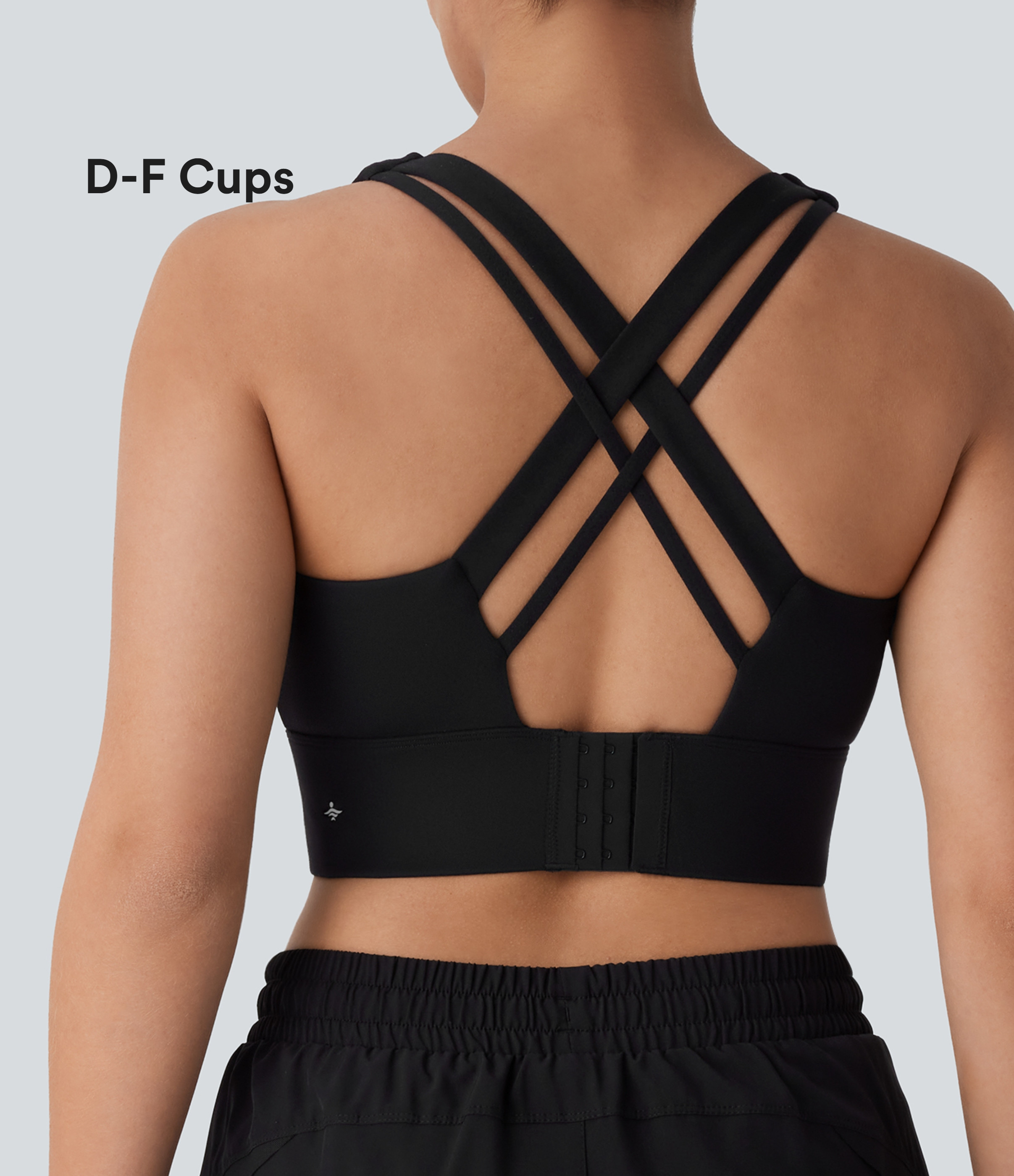 Halara Medium Support U Neck Adjustable Hook Running Sports Bra D-F Cups - Black - XL push up bra strapless bra backless bra sticky bra | HALARA