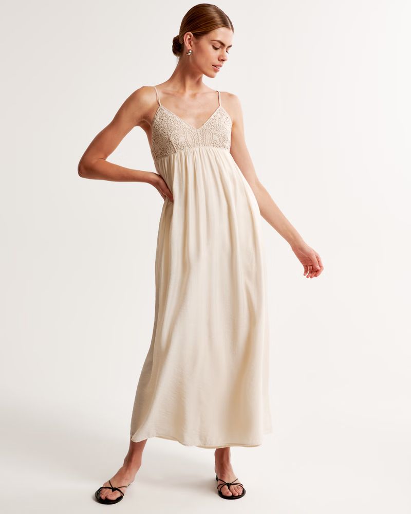 Lace Cutwork Maxi Dress | Abercrombie & Fitch (US)