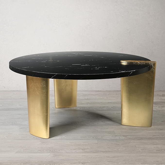 Uolfin Round Coffee Table, Marble Veneer Top and Gold Foil Legs, 37" Diameter | Amazon (US)