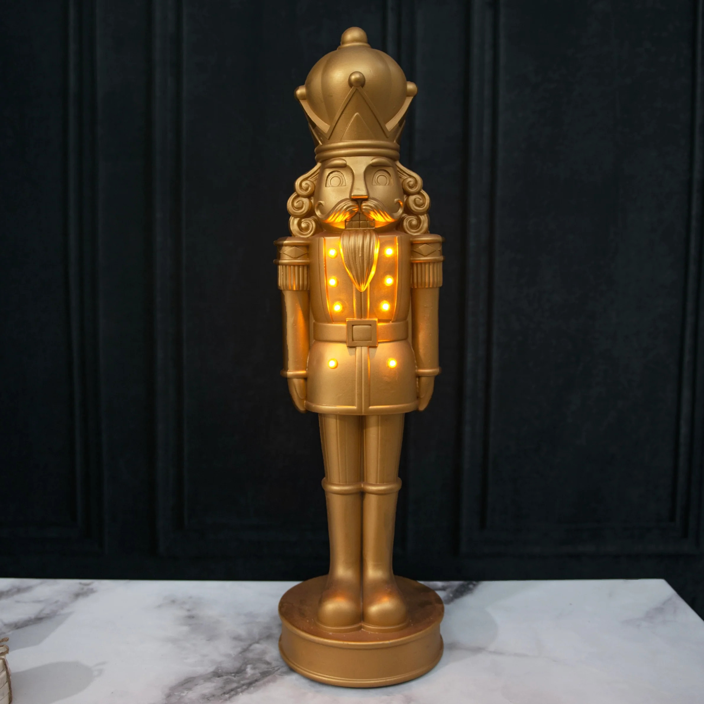 36" Lighted Gold Nutcracker | Modern Locke