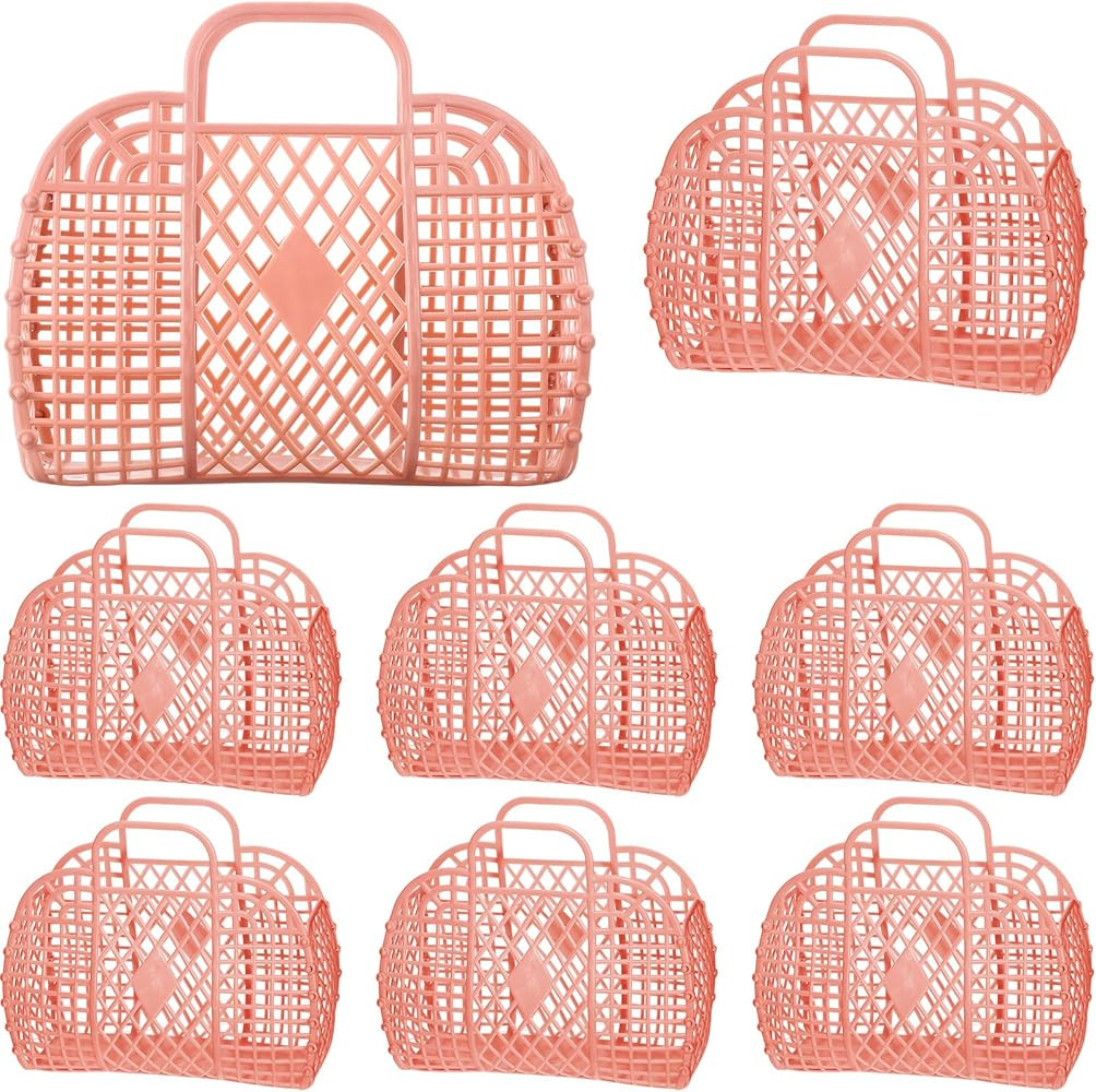 Tatuo 8 Pcs Jelly Purse Jelly Basket Beach Bags Reusable Handbags Plastic Eater Egg Basket for Wo... | Amazon (US)