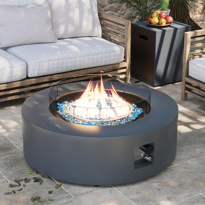 UPHA 42-inch Outdoor Propane Gas Fire Pit Table 50000 BTU Iron Round Firepit for Outside Patio wi... | Amazon (US)